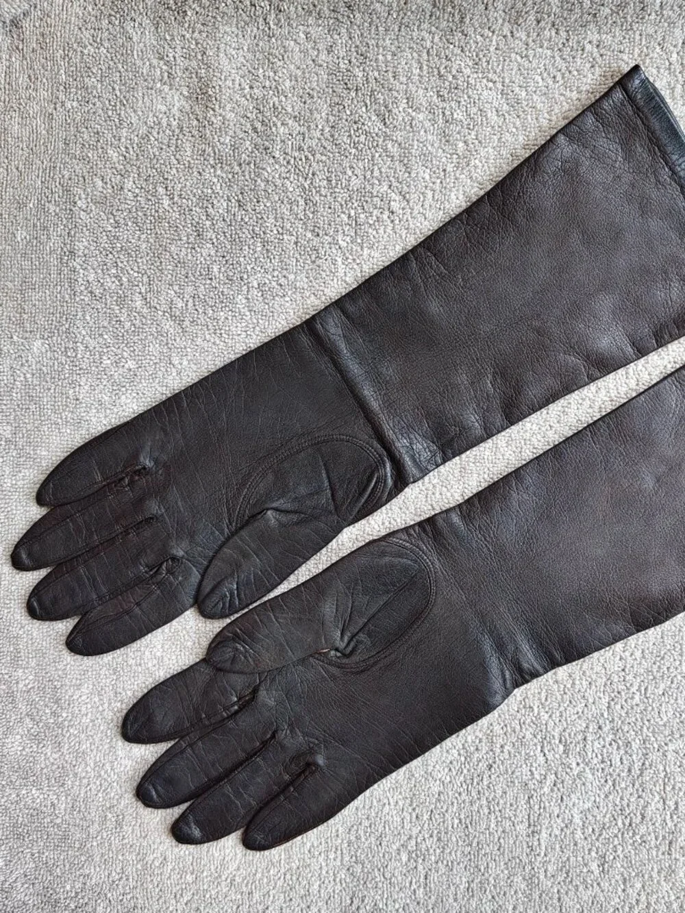 Vintage Grandoe Women Gloves Size 7 Leather Silk Brown Soft Elegant Formal Italy